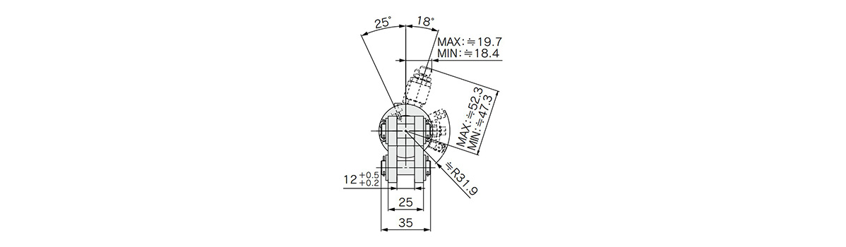 CLK□B25 (clevis width symbol B) dimensional drawing