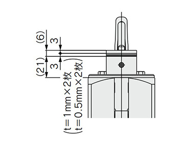 LOW type with shims dimensional drawing