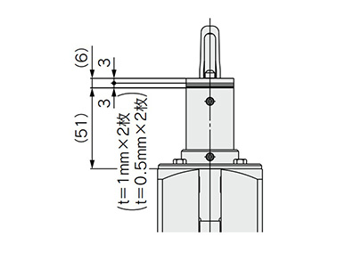 HIGH type with shims dimensional drawing