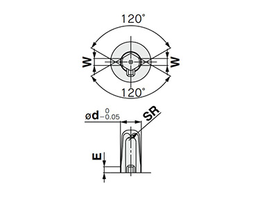 Diamond type guide pin shape dimensional drawing (ø17.5 [guide pin diameter 17.5 mm] or more)