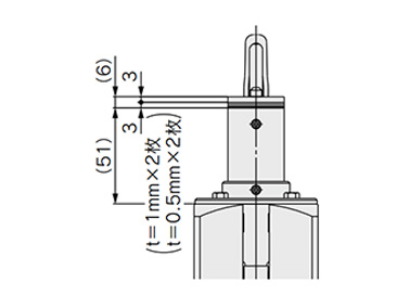 HIGH type with shims dimensional drawing