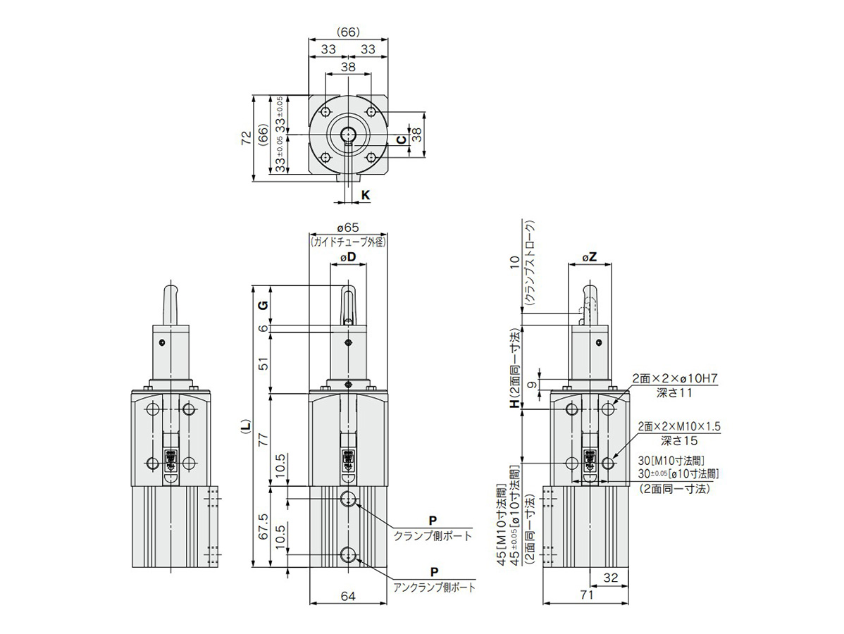 CKQPMC50 external dimensional drawing