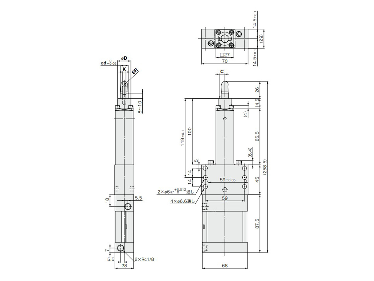 CKU32 (clamping height HIGH) dimensional drawing