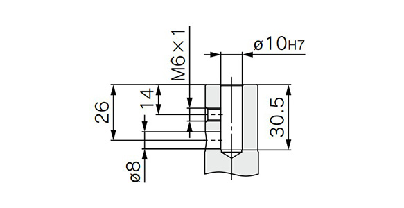 Piston rod end hole size ø10 (hole diameter 10 mm)