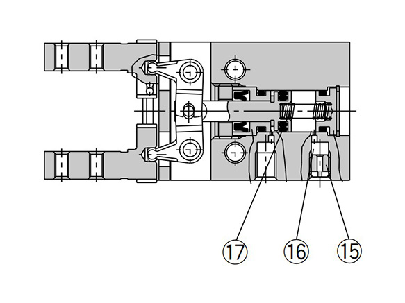 Single acting type (normally open) structure drawing