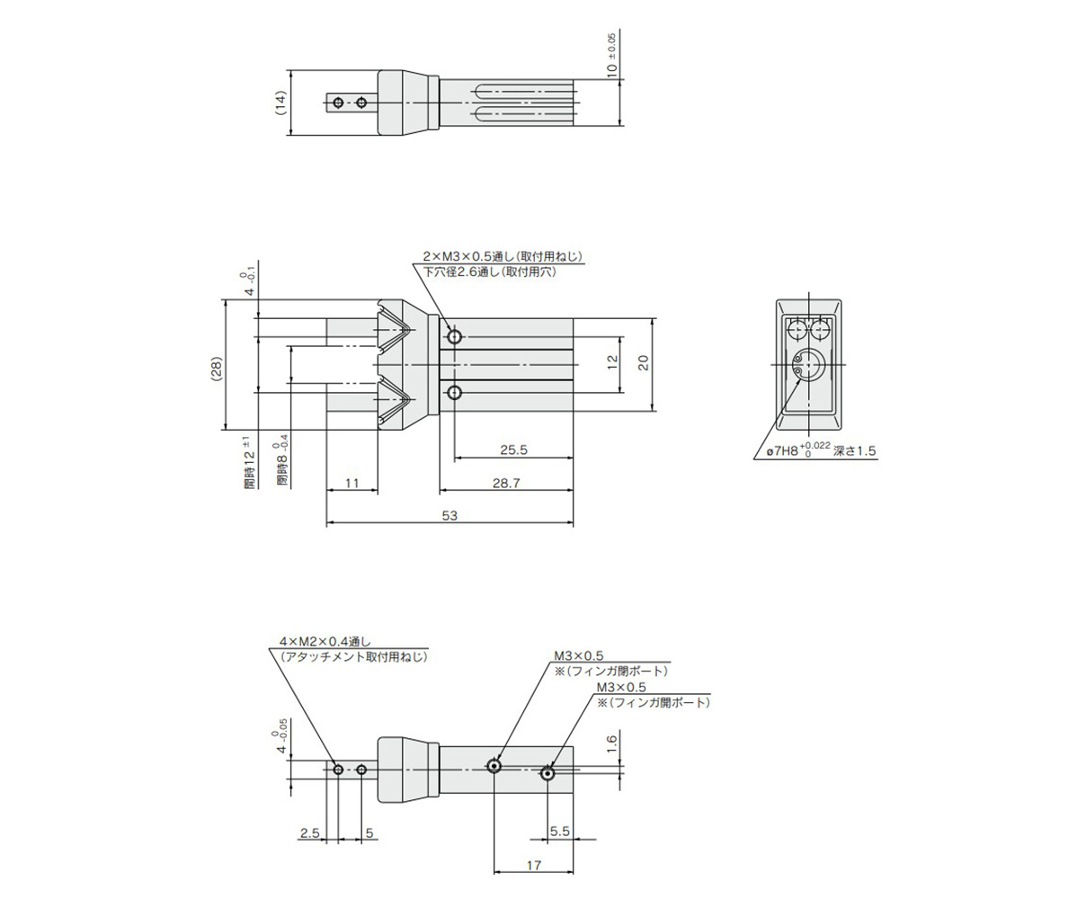 MHZJ2-6□ Double Acting / Single Acting basic dimensional drawing