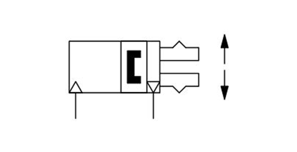 Double acting, inner-diameter grip JIS symbol