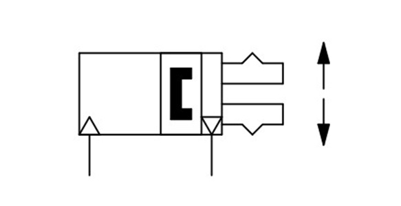 Double acting, inner-diameter grip JIS symbol