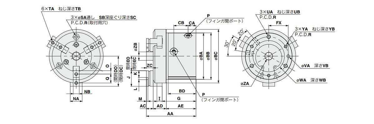 MHSH3-32D to 80D external dimensional drawing