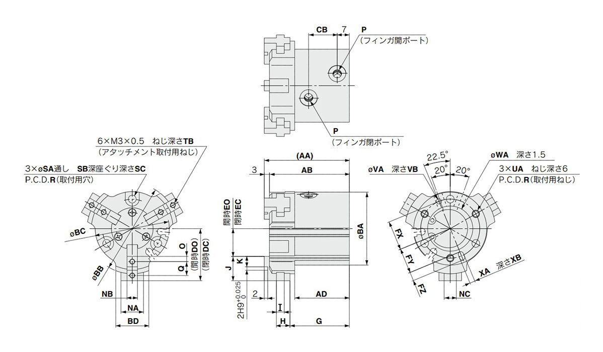 MHSL3-16D to 25D external dimensional drawing