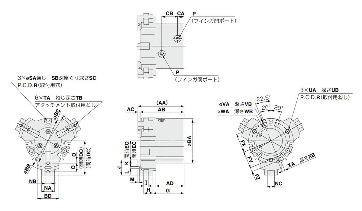 MHSL3-32D to 80D external dimensional drawing