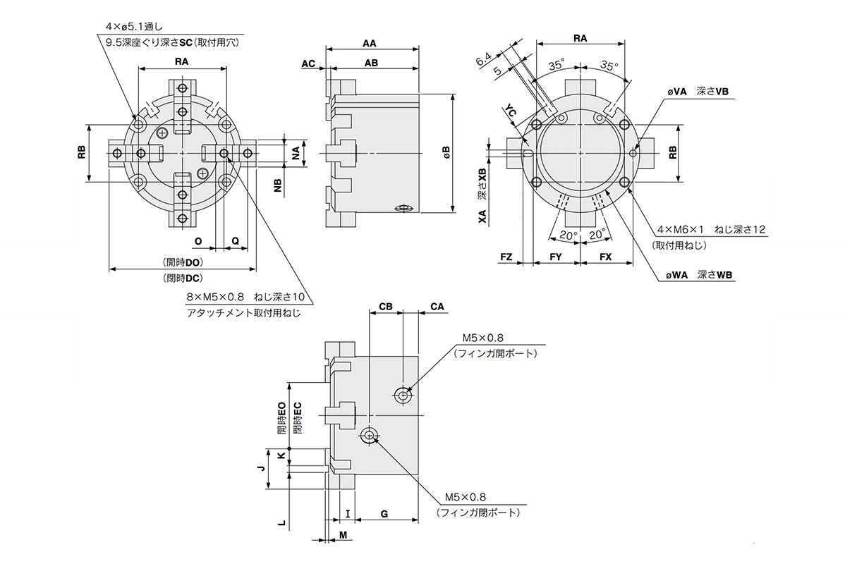 MHS4-50D/63D external dimensional drawing