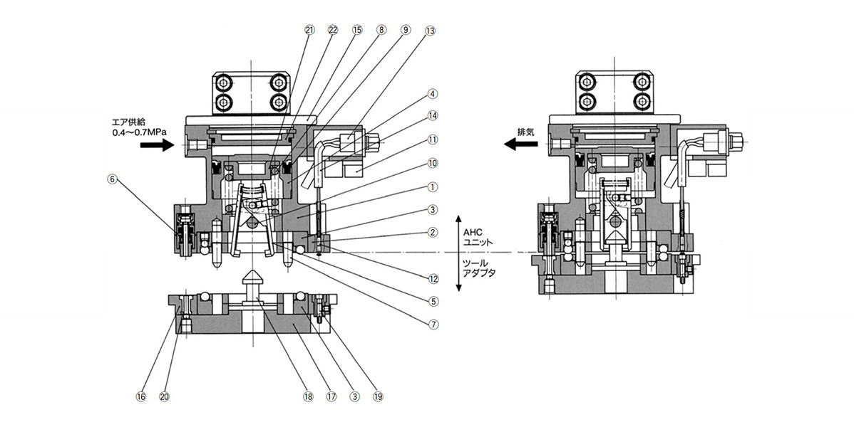 Single acting type structure drawing / component parts