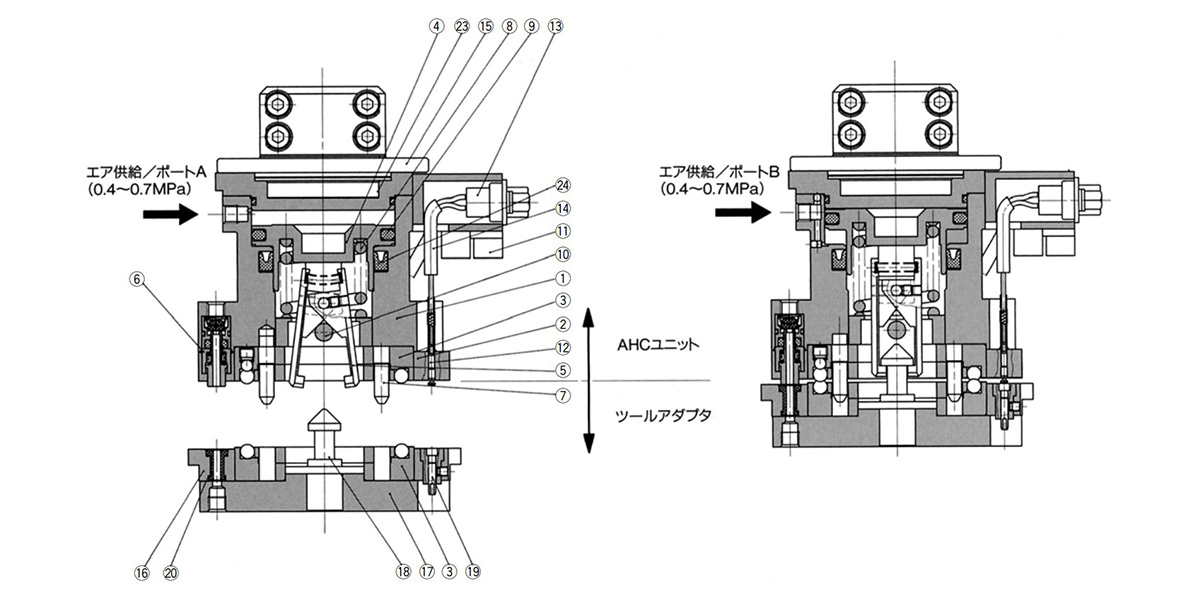 Double acting type structure drawing / component parts