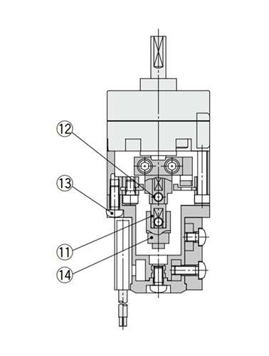 With auto switch and angle adjuster; size 10, 15 structure drawing