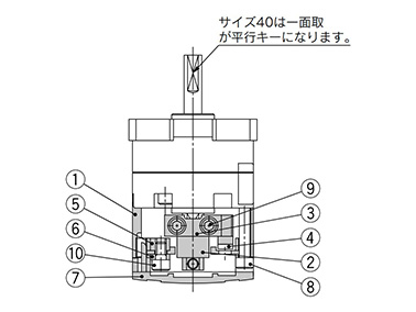 With angle adjuster; size 10, 15, 20, 30, 40 structure drawing