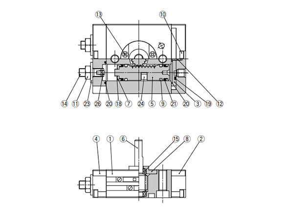 With auto switch / size 10, 15 structure drawing