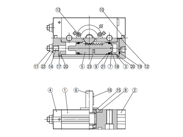 With auto switch / size 20, 30, 40 structure drawing