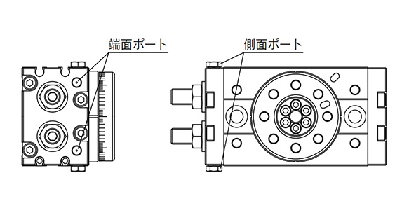 MSQX Series end port / side port diagrams