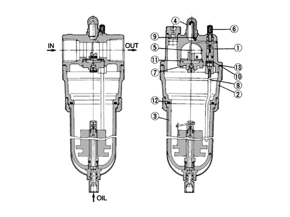 ALF500, ALF600 (drawing shows ALF600) structure drawing