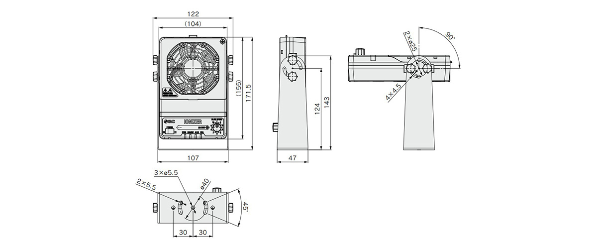 Bracket/IZF21-□-□B□□ dimensional drawing