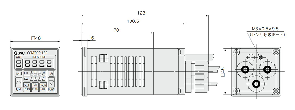 External sensor type dimensional drawing