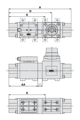 3-color display, digital flow switch for water, PF3W series, separate sensor unit / with temperature sensor and flow rate adjustment valve: PF3W504S/520S/540S-□-□T drawing