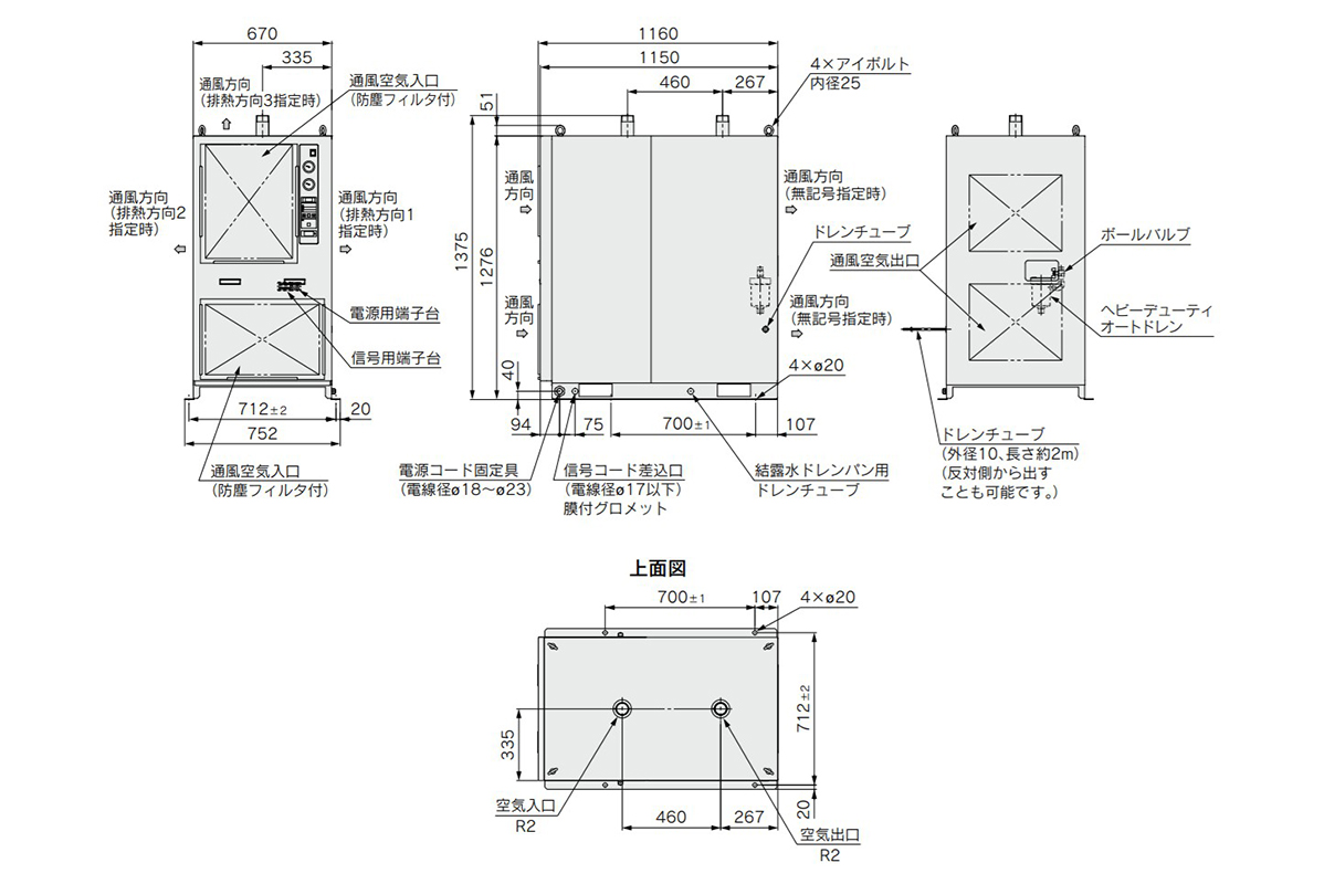 Structure and dimensional drawing: IDF100FS