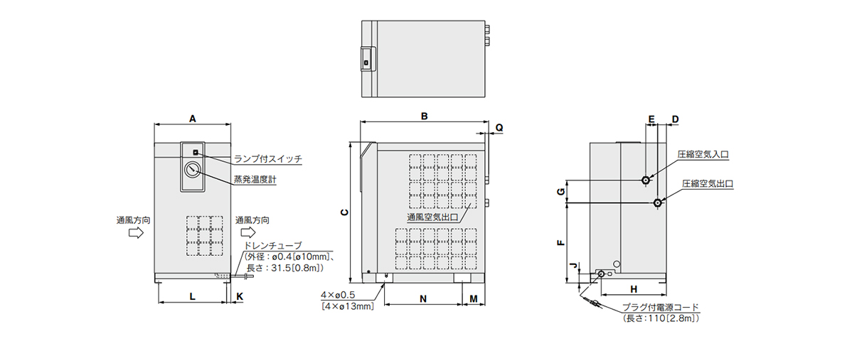 IDFB4E to IDFB11E dimensional drawing