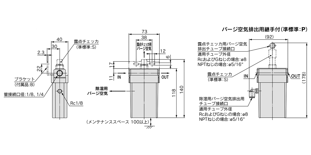 Dimensions: IDG3/5, IDG3H/5H