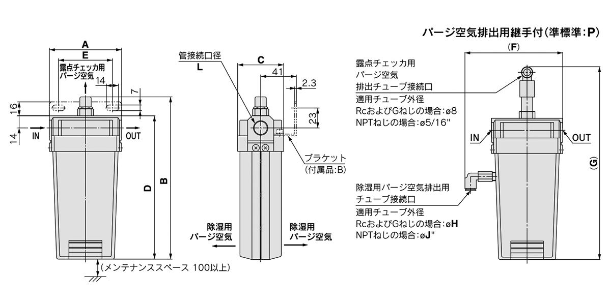 IDG10/20 / IDG10H/20H dimensions