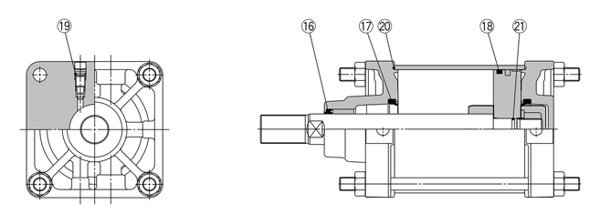 Structural drawing of Air Cylinder CS2 Series seal set CS2 type