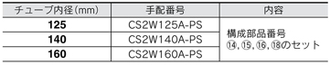 Air Cylinder CS2 Series seal set CS2W type replacement parts / seal set standard table