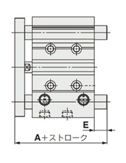 Compact guided cylinder, MGP series, guide part with Lube-retainer, drawing