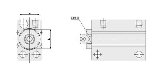 Mini free mount cylinder, compatible with rechargeable batteries, 25A-CUJ series, drawing