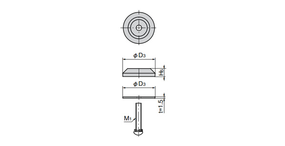 2F washer (rubber) dimensional drawing