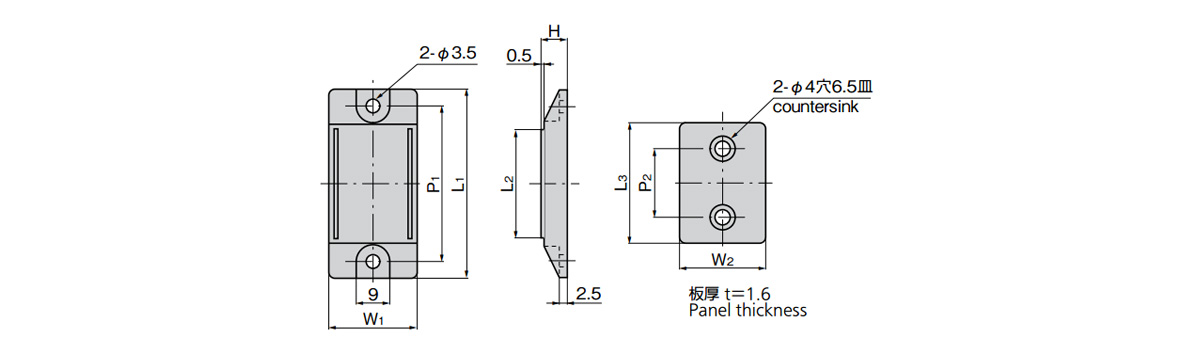 Low-Profile Magnetic Catch dimensional drawing