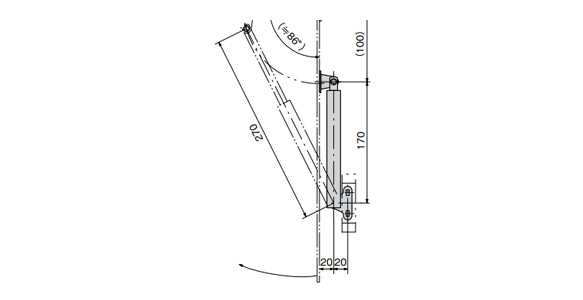 B-1223 reference operation example *The opening angle differs depending on this pivot point.