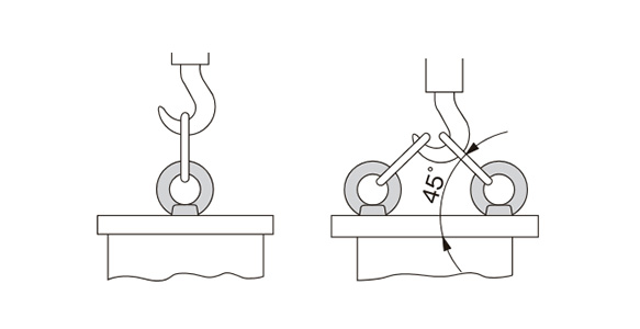 B-1132 example of application (vertical suspending, 45° suspending)