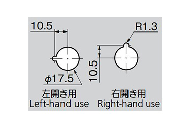 A-20-5 panel hole drilling dimensions (for left opening, for right opening)