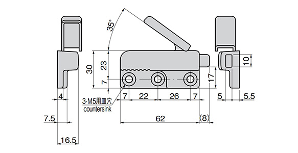 Window latch dimensional drawing