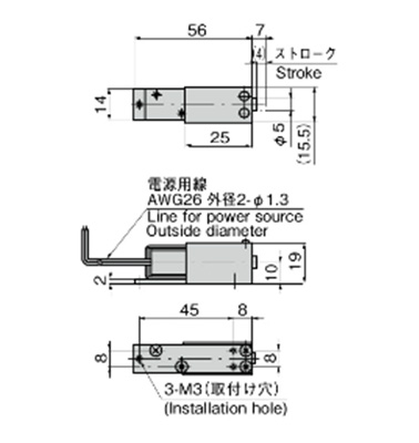 LE-34-3 dimensional drawing (mm)