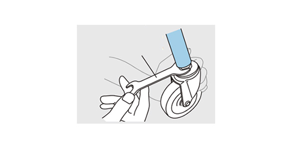 Mounting method (caster installation dedicated flat wrench)