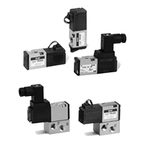 3-Port Solenoid Valve, Direct Operated Poppet Type, Rubber Seal, VK300 Series