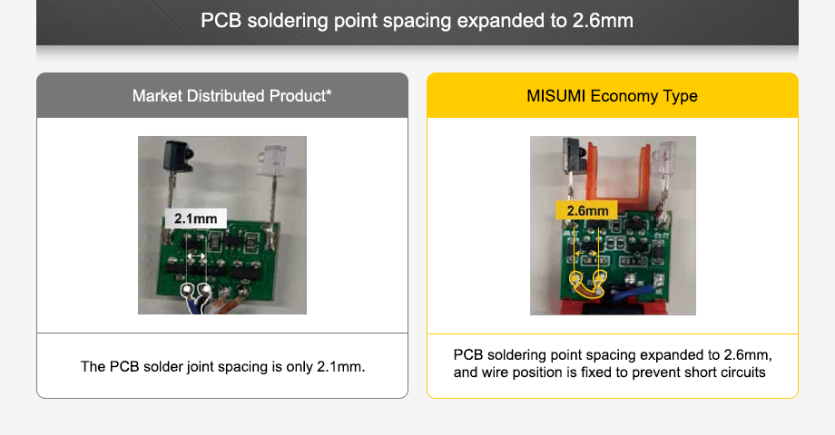 Expanded the spacing between the substrate welding points to 2.6mm